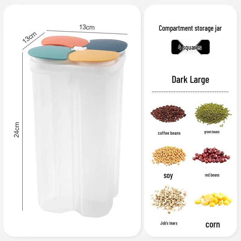 Food Grade Multi-Grain Noodles & Beans Storage Container with Sealed Compartments