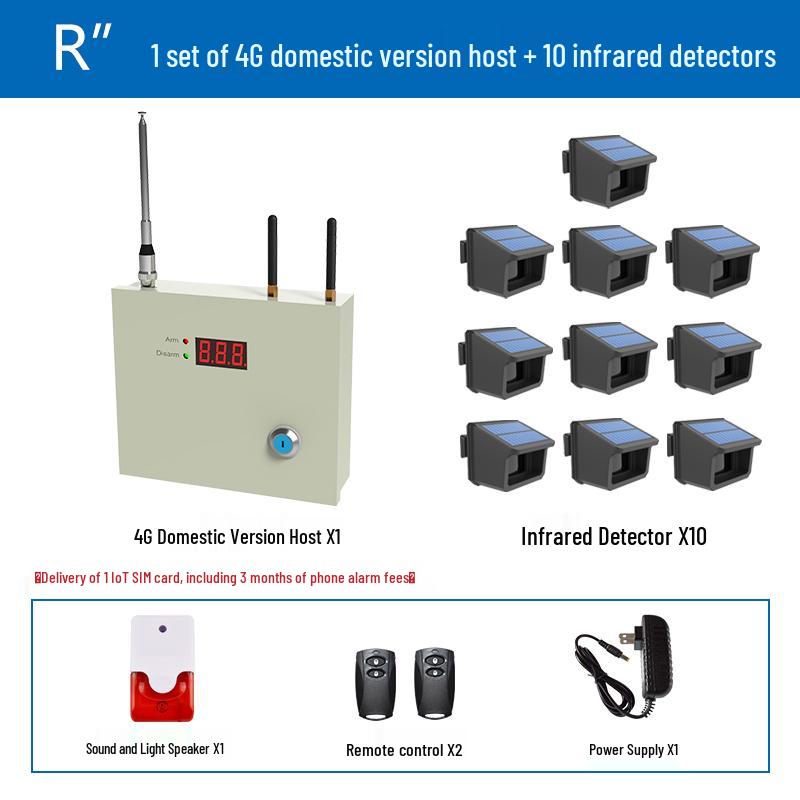 Black Iron Solar Wireless Anti-Theft Infrared Security Alarm for Fish Ponds and Orchards