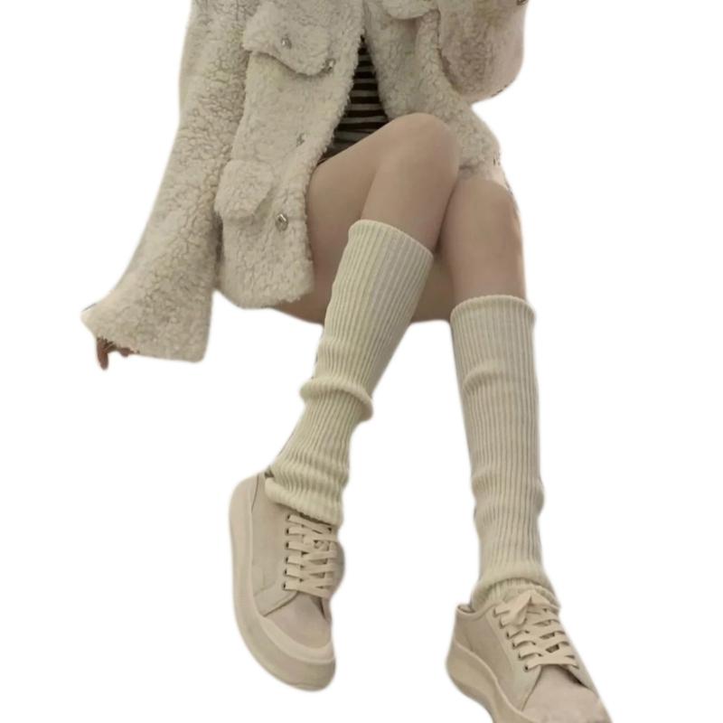 Women's JK Leg Warmers Knitted Foot Warm Socks Cute Long Boot Socks for Party