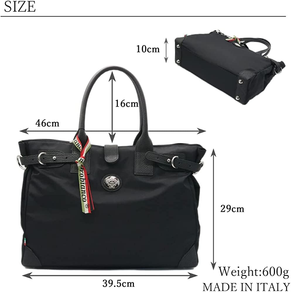 Orobianco Tote Rimonta Nylon and Genuine Made In Nylon and Large A4 ALCADIA Bag, Leather, Unisex, Italy, Crocodile-Look Leather, Unisex,