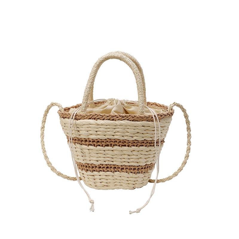 

Summer trend fashion hand carry woven bag women 2025 new casual shoulder straw bag seaside vacation bucket bag