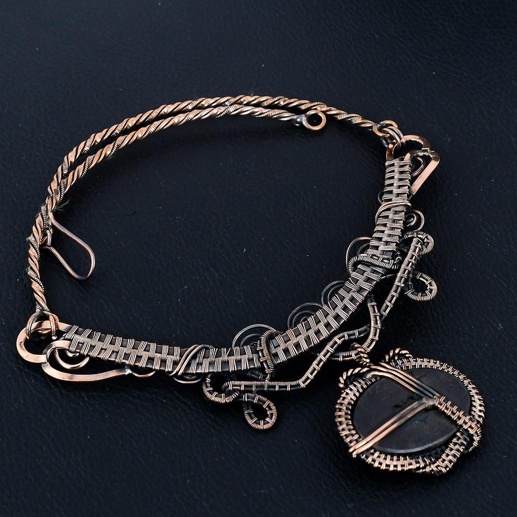 Abalone Shell Necklace 999 Copper Wire Wrapped Adjustable Chain Necklace Gift For Women, Handmade Gemstone Jewelry Necklace