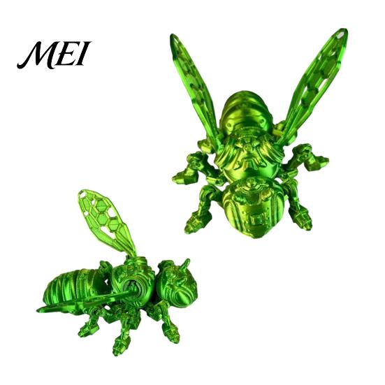 Collectible Bee Figure 3D Printed Mechanical Figurine, Hornet Ornament with Movable Joints, Articulated Wasp Desktop Model Fidget Toy, Insect