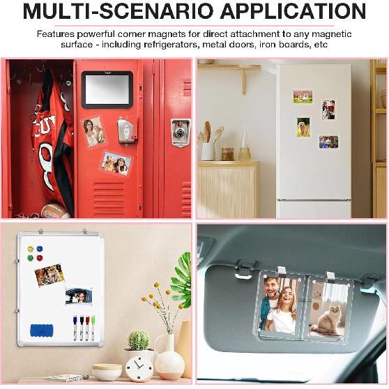 2Pcs Car Picture Holder, Magnetic Car Photo Holder, Car Visor Photo Clip For 3 Inch Photos, Personalized Acrylic Visor Clip For Drive Safe