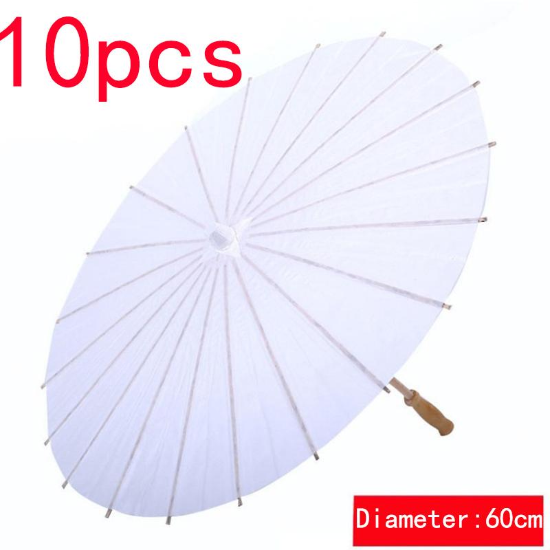 60CM 1/3/5/10 Stück Weißer Papier-Sonnenschirm für Hochzeitsfeier Gastgeschenk DIY Bambusschirme für Braut Sommer Strand Foto-Requisiten