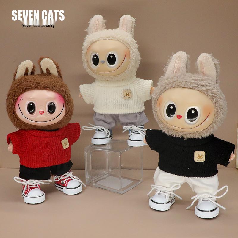 Replaceable Labubu Doll Shoes: 17cm Canvas High-Top Sneakers for Blind Box Dolls