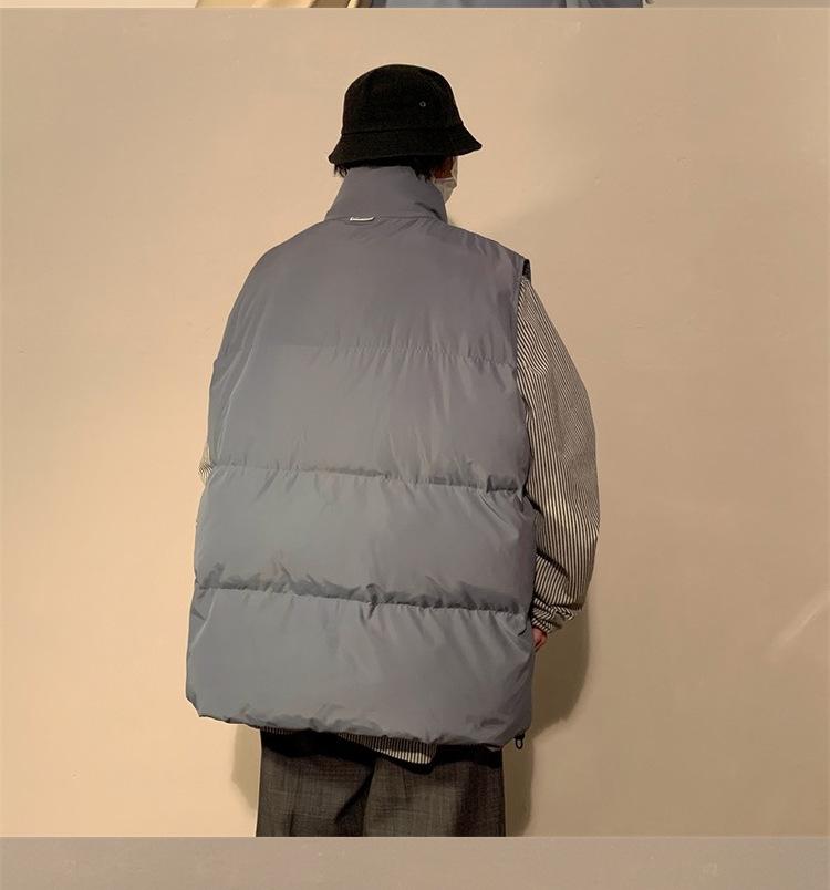 Men's Retro Hip Hop Cotton Down Vest - Warm Autumn/Winter American Style Jacket