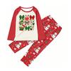 Christmas Print Family Matching Pajama Set with Long Sleeve Round Neck Top and Pants for Parents and Kids