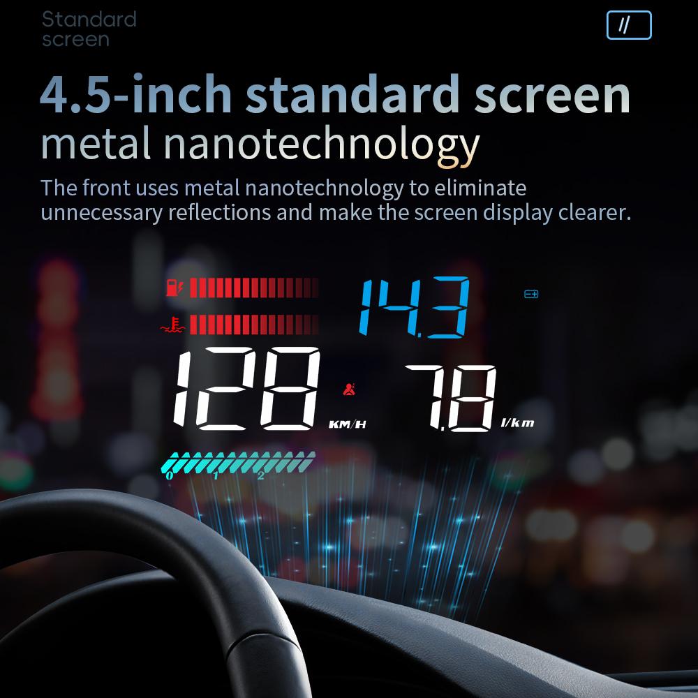 M26 OBD2 Car HUD Head Up Display Digital Speedometer Voltmeter RPM Fuel Consumption Water Temp Gauge With Alarm Car Electronics