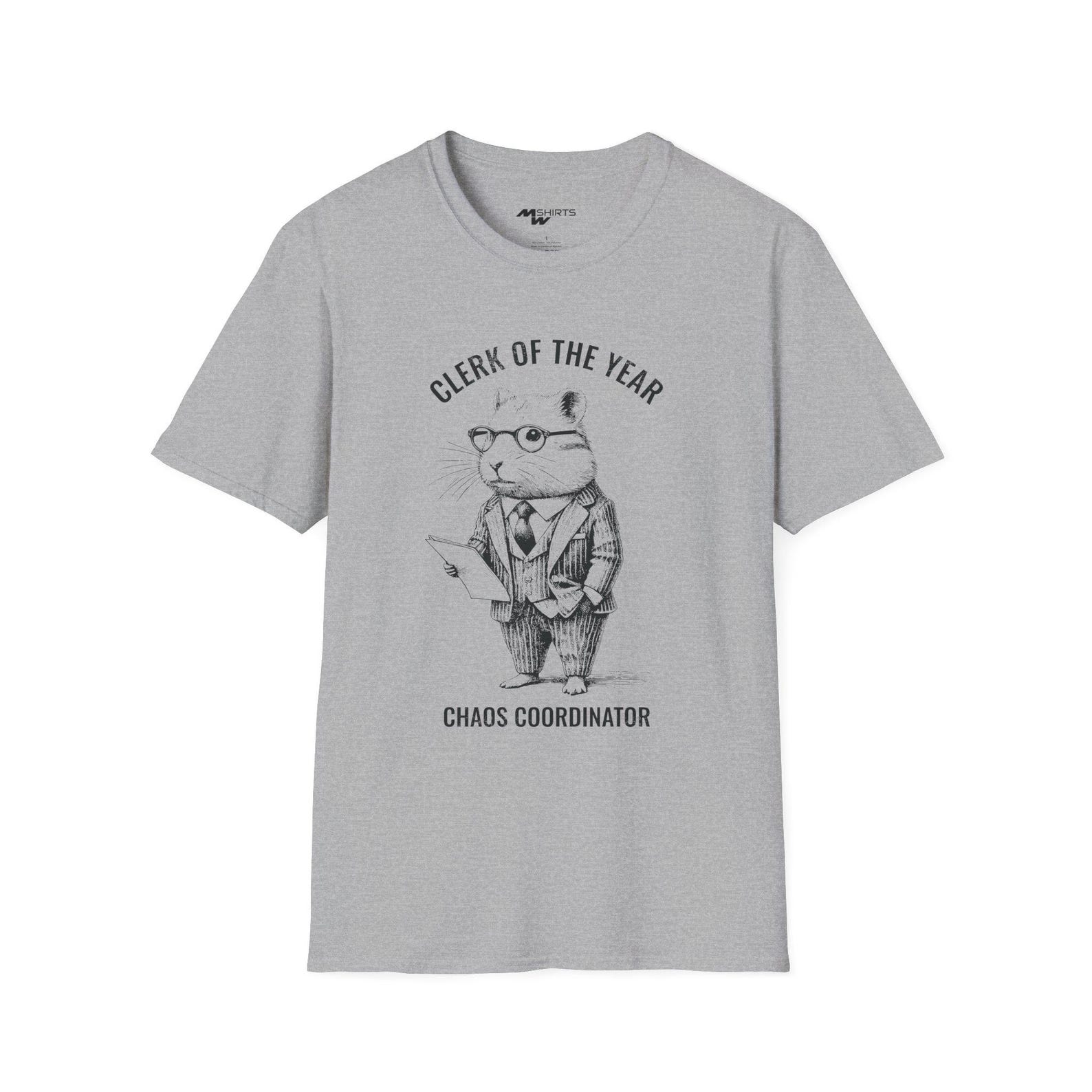 Clerk of the Year: Chaos Coordinator/ Hamster T-Shirt/ Unisex Softstyle T-Shirt 3XL