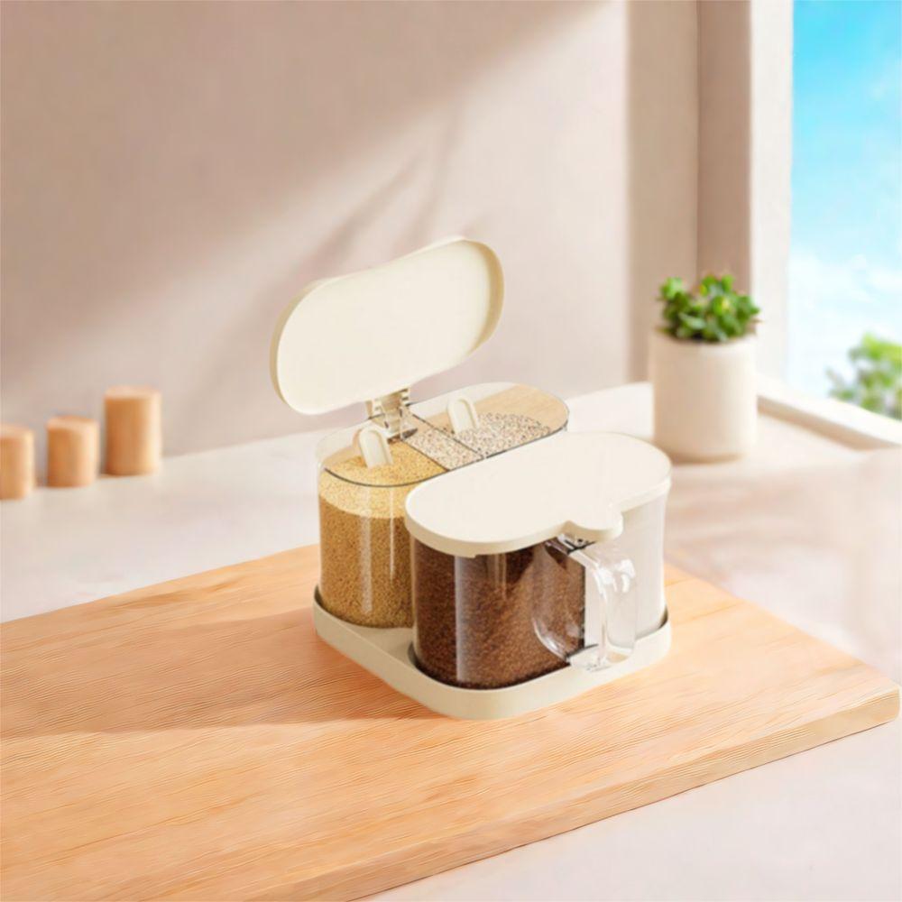 Sealed Rotatable Seasoning Box Plastic Sugar and Salt Container  Kitchen