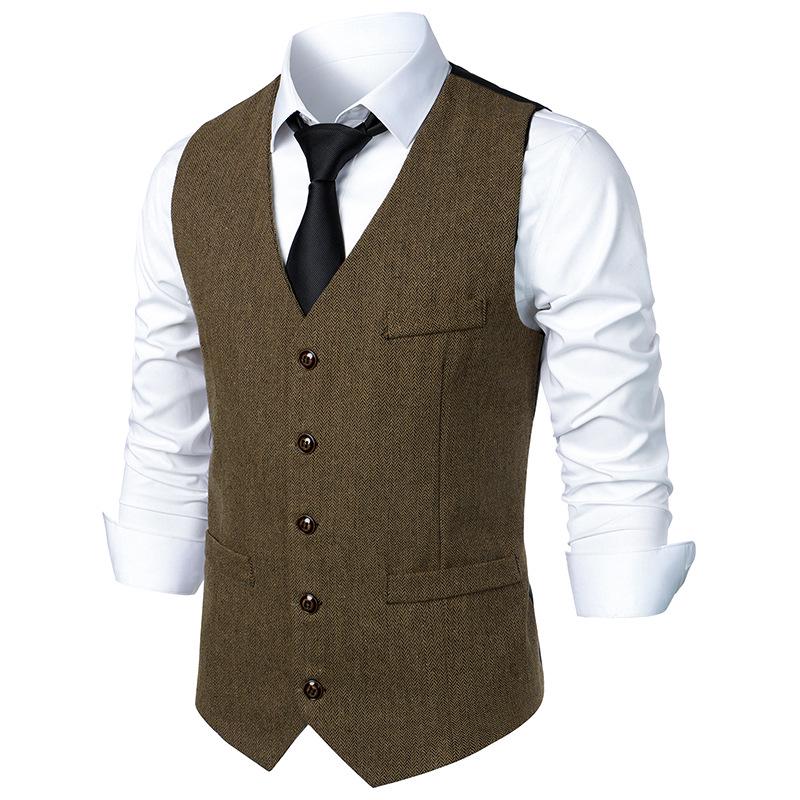 Men's European Medieval Retro V-Neck Business Casual Vest