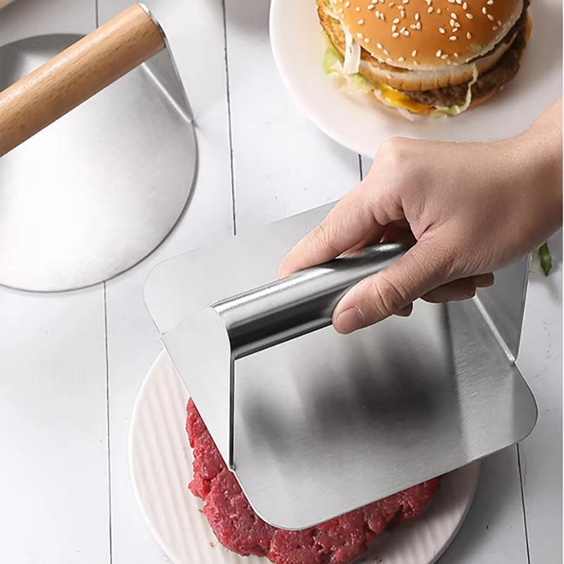 1/2/3pcs Stainless Steel Smash Burger Press Patties Meat Cooked Beef Masher Square Meat Press Mold Kitchen Cooking Accessories