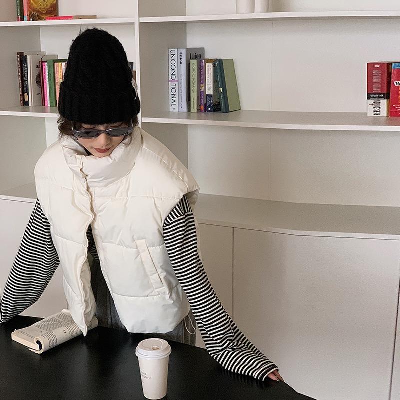 Cotton Vest Women's Autumn and Winter New Loose Short Stand-up Collar Down Cotton Vest Vest Vest Trendy