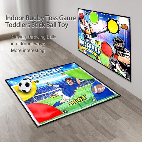 

1 комплект, детская игра с мячом с тканевой палкой, мячи для бейсбола, регби, футбола, в помещении, на открытом воздухе, для родителей и детей, интерактивная игрушка для броска мяча для малышей A