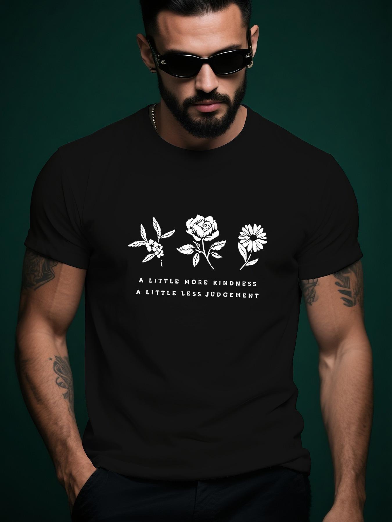 Black Tshirt with Rose and Daisy Graphic - A Little More ... XXXL