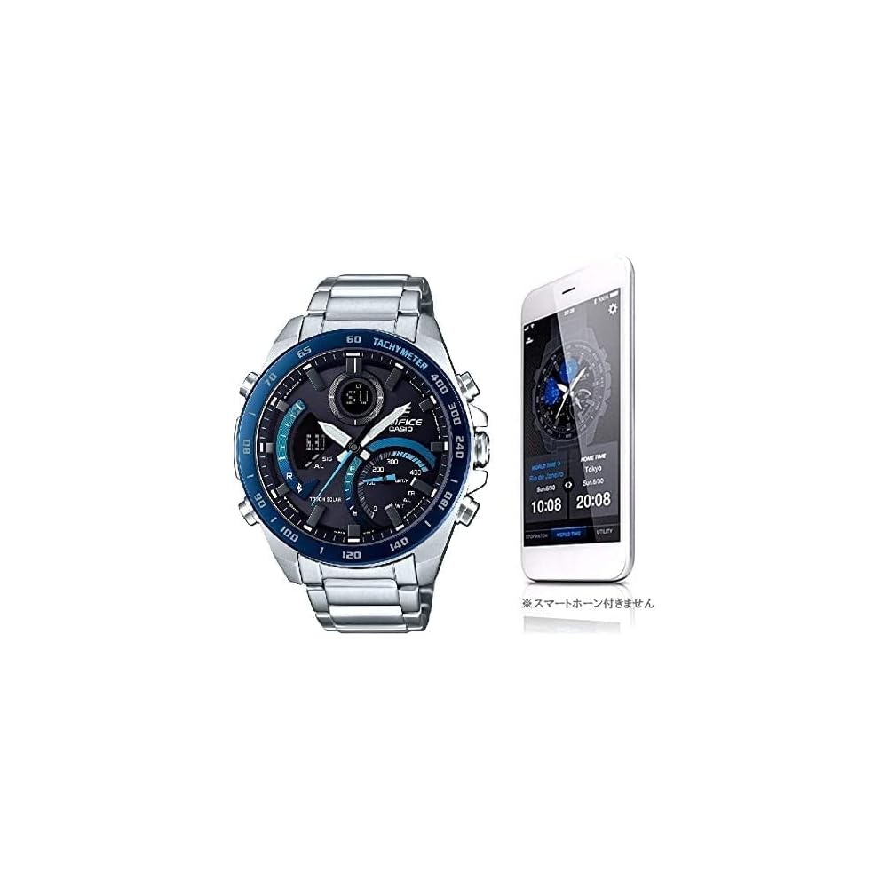 EDIFICE Casio ECB-900DB-1B Bluetooth Chronograph Calendar Analog Digital Watch Black Blue Stainless Steel Waterproof