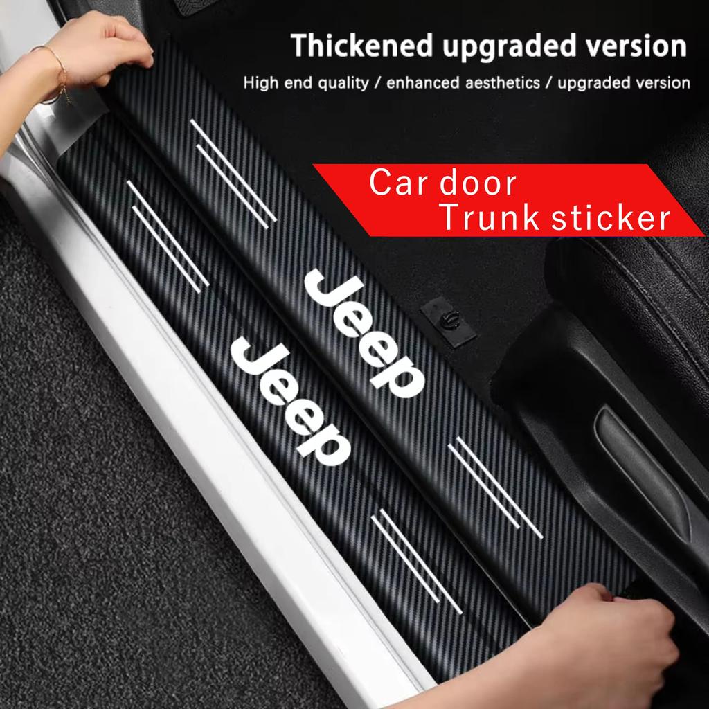 4PCS Carbon Fiber Car Door Sill Protector Stickers for Jeep Wrangler Grand Cherokee Anti-Scratch Door Entry Guard Accessories ALY1