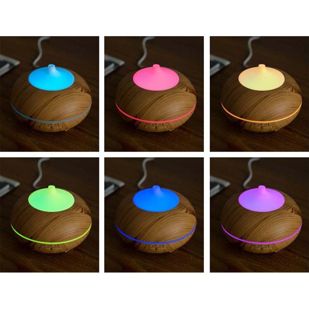 300ML Wood Grain Essential Oil Diffusers Ultrasonic Humidifier Portable Aromatherapy Diffuser with 7 Colors LED Light Air Purifiers