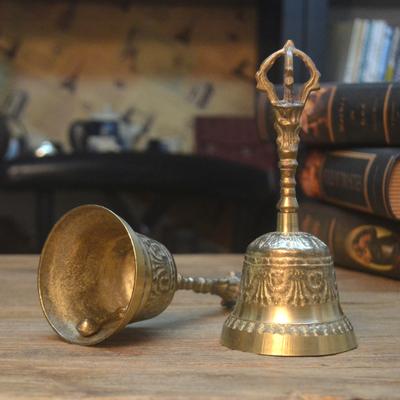 Mässingsklockor Retro Vindspel Tibetansk Meditation Handklocka Ljudhealing Buddhistisk Dekoration Slagverksinstrument för Barn