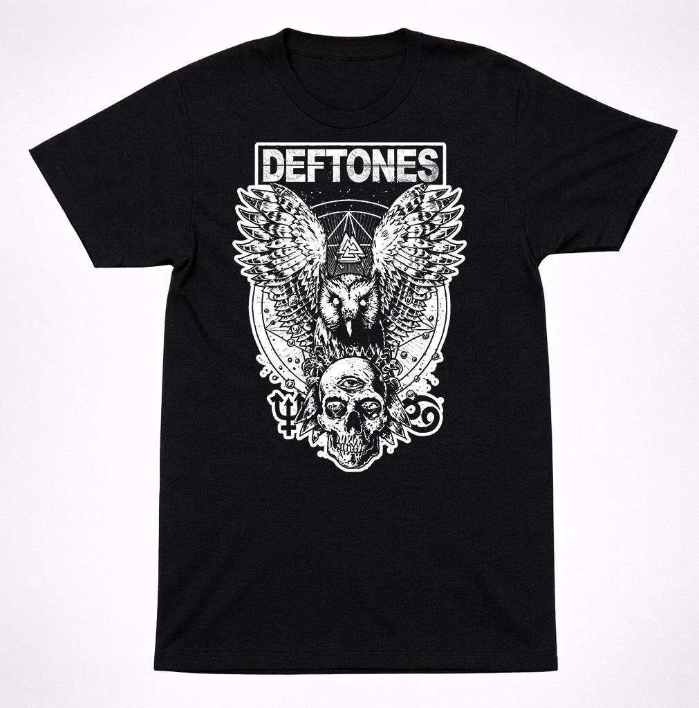 Deftones Owl Skull Graphic T Shirt Alternative Metal Band Tee Black 3XL