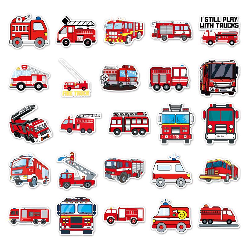 50Pc Skateboard Stickers Fire Truck Stickers Cool Skateboard Extreme Sports Stickers Trolley Case Guitar Mug Notebook Trend Stickers