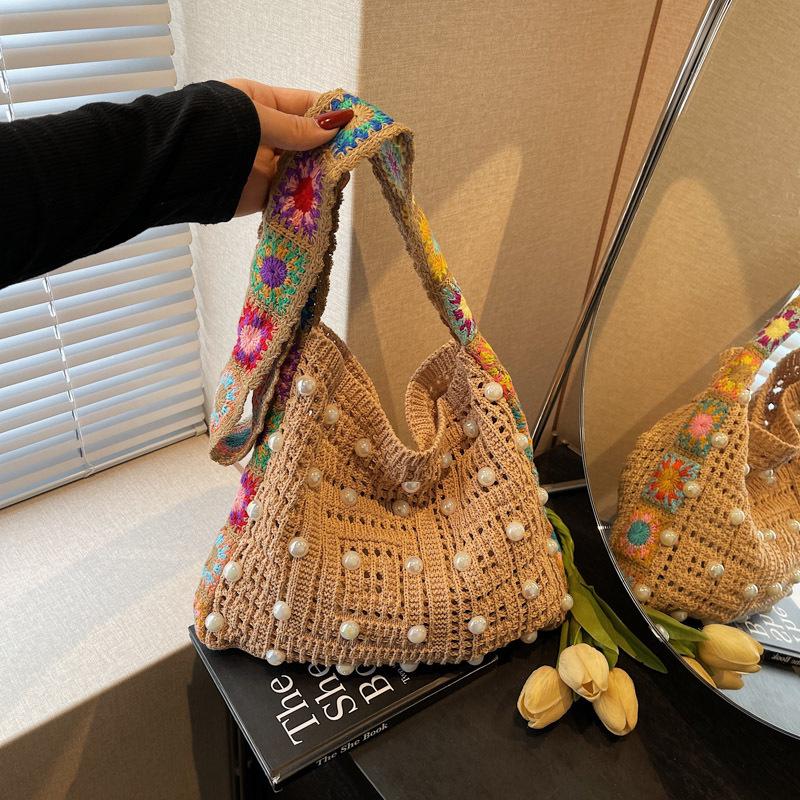 

Literary knitted bag women s new lazy wind underarm tote bag summer large-capacity woven bag хакі