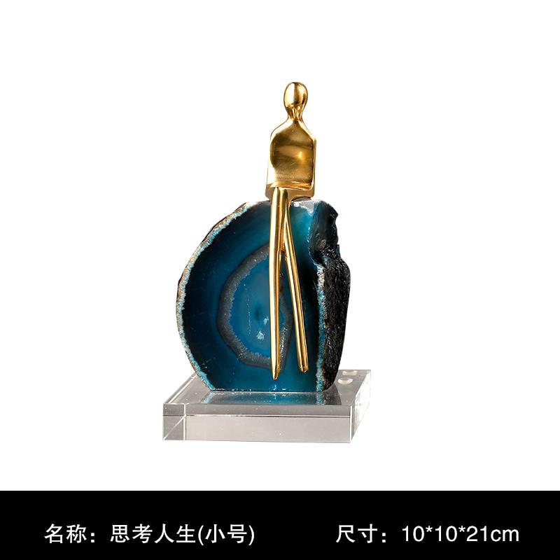 

Metal Golden Sculpture Crystal Natural Agate Handmade Crafts Ornaments Abstract Modern Home Decoration Furnishings Accessories