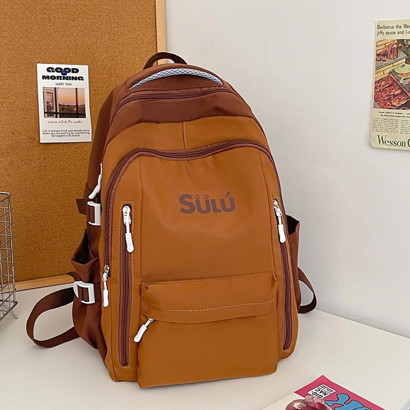 Schoolbag female college student junior high school student high school large capacity schoolbag new retro contrasting color backpack travel computer