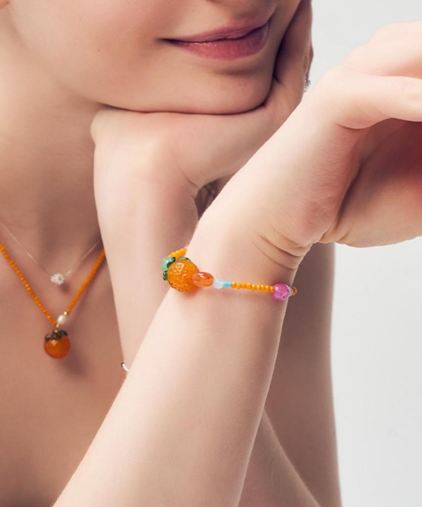 Dana Burton Juicy Orange Glass Bracelet
