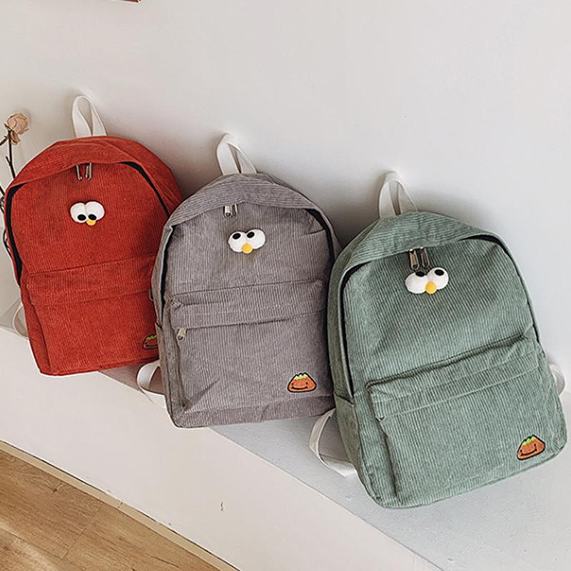 Klassischer Stil Großer Cord-Rucksack für Mädchen