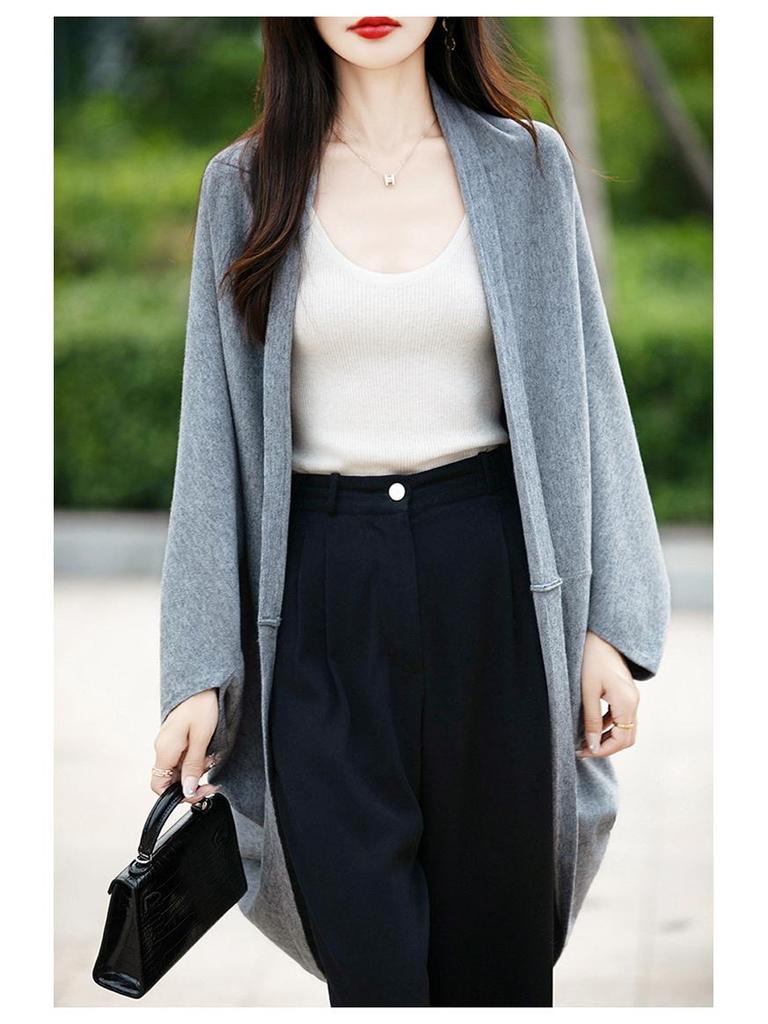 Women's Long-Sleeve Knit Cardigan - Spring/Autumn 2024, High-End, Loose Fit Sweater, Elegant Top