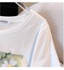 Damen Plus Size Locker Mittellanges Kurzarm-T-Shirt (Schlankmachend, Rundhals) - Erhältlich in Größen 200/300/350 Jin, Stil 6109