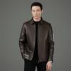 Men's Plus Size Genuine Leather Jacket - Spring/Autumn Middle-aged Casual Lapel Outerwear