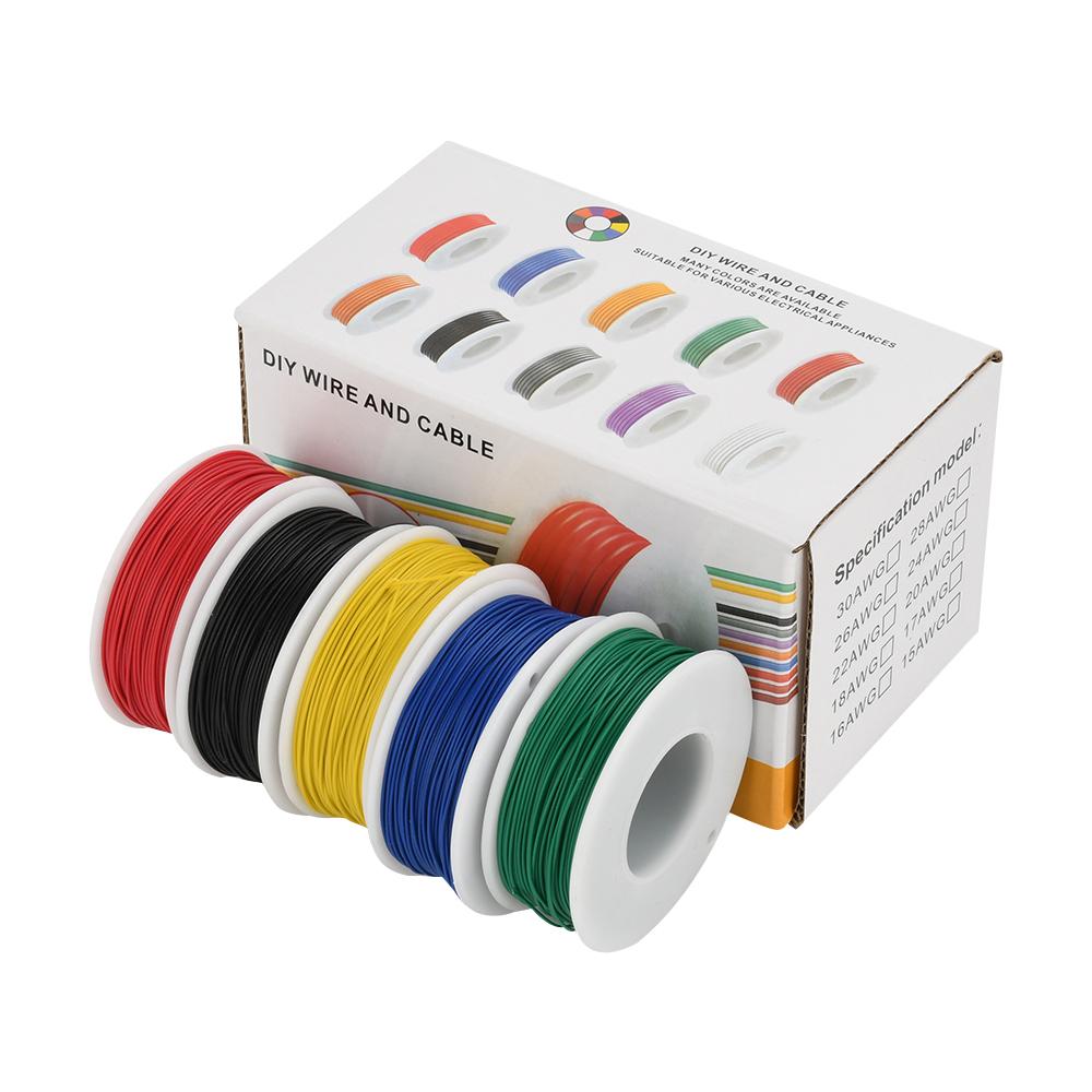 AWG Electric Wire, 6 Colors Stranded Tinned Copper Flexible Silicone Hookup Wire Kit for Electrical DIY/Car