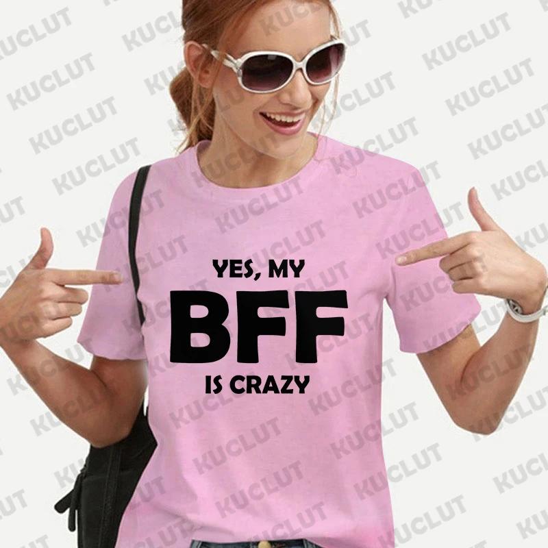 BFF Unisex T-Shirt Vintage Tee Lockere Oberteile Crazy BFF Lustiges Geschenk Beste Freunde Geburtstag T-Shirt für Unisex Sommer Harajuku T-Shirts