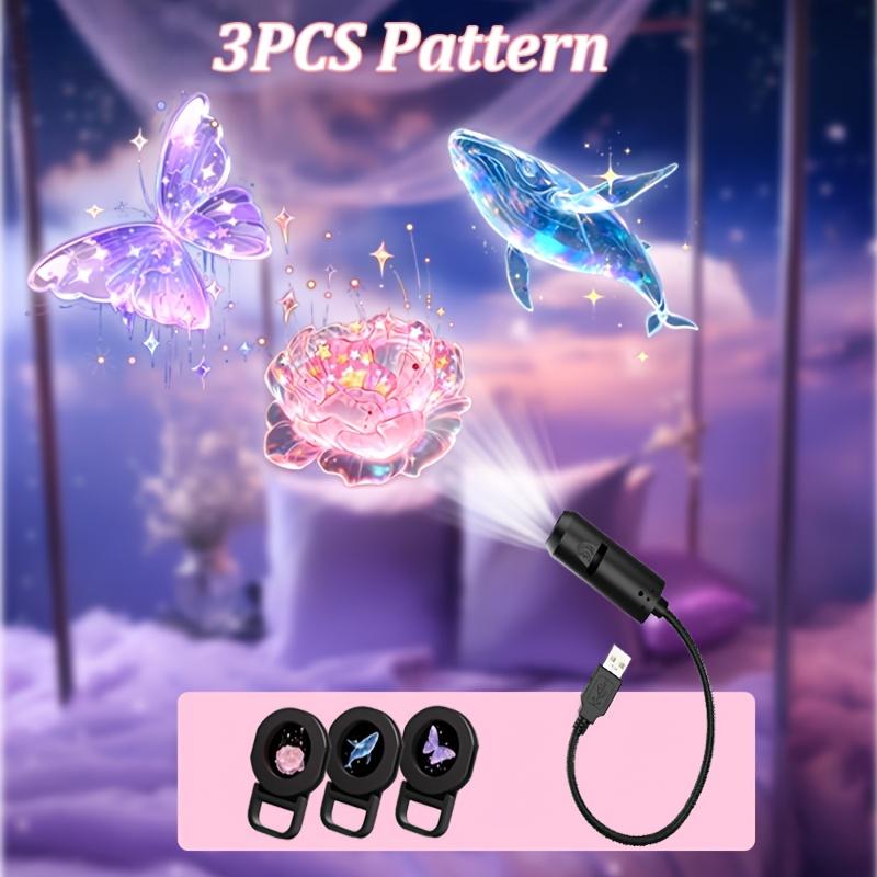 

Led Usb Projector Light 3/6Pcs Projection Patterns- Adjustable Whale Butterfly Jellyfish Starfish Night Light Festival Gift A3