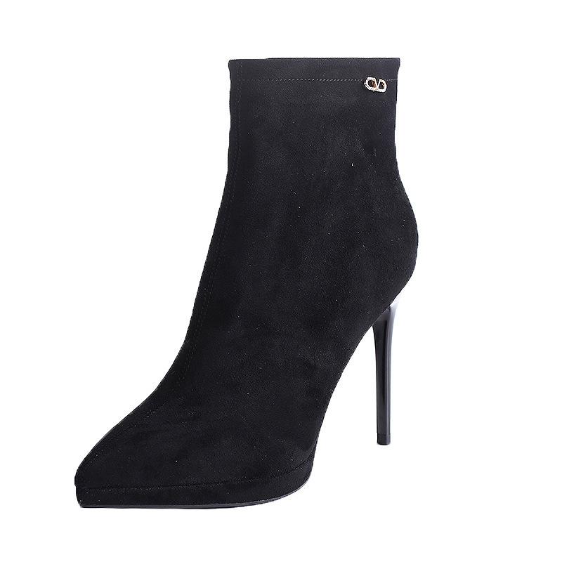 Thin Heel Short Boots Women's 2025 Autumn and Winter New Versatile Pointed Black Thin Boots Fashion Women's Boots Waterproof Table High Heels