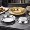Silver Stainless Steel Round Plate Shallow Tray Rustproof Easy Clean Outdoor Camping Tray Flat Baking Cake Plate Restaurant