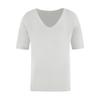 T-shirt da uomo estiva lavorata a maglia con scollo a V mezze maniche Pullover ampio in puro colore Elastico Casual di media lunghezza Sport quotidiano Top Maglieria