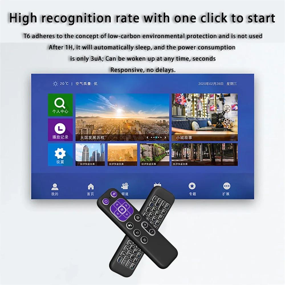 2.4G BT 5.2 Dual Mode Remote Control IR Learning T6 Wireless Voice Air Mouse Rechargeable With USB Receiver For Android TV Box