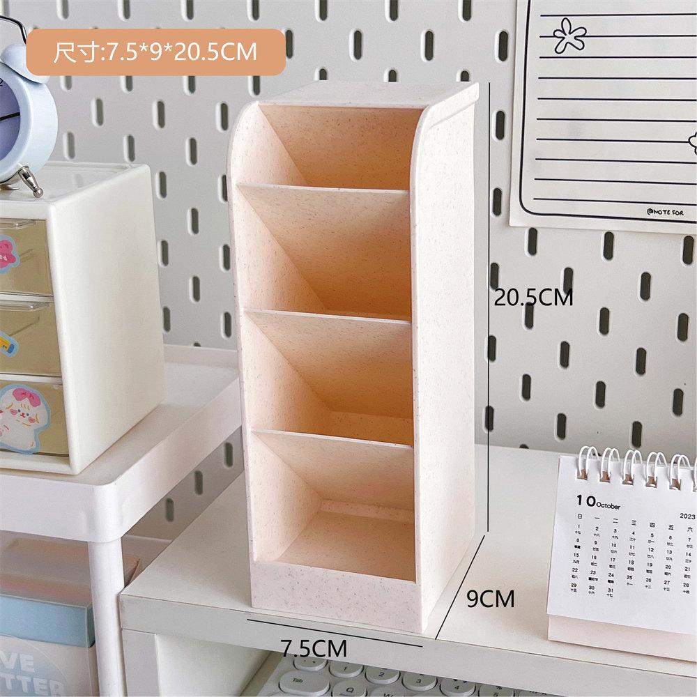 Macaron Color 4 Grid Oblique Insertion Desktop Organizer Pen Holder Pencil Makeup Brush Storage Box School Stationery Quality