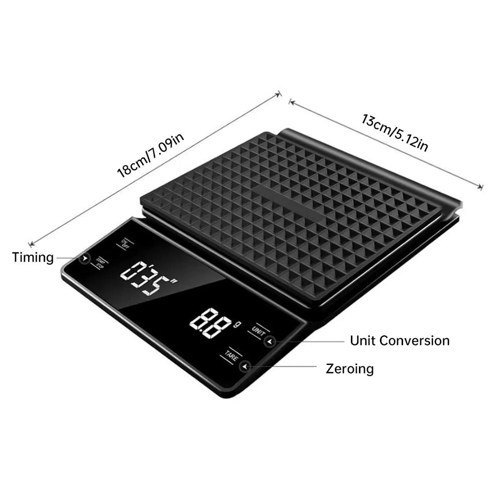 3kg/0.1g Präzisions-Kaffeewaage mit Timer LCD Digital Küchenwaage Multifunktions-Wiege Waage Pour Over Drip Kaffeewaage