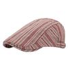 Cotton Striped Forward Hat Adjustable Flat Brim Cap Classic Newsboy Hat  Women Men