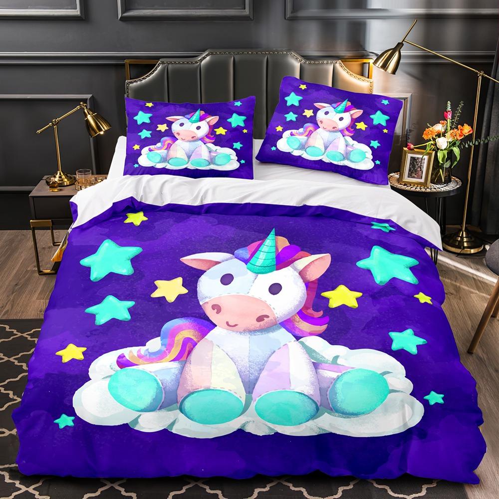 Magical Unicorn Bedding Sets Quilt Bed Cover Comforter Duvet Cover Pillow Case 2-3 Pieces Sets Kids Adult Bedroom Decoration