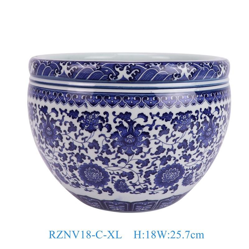 Blue and White Porcelain Turtle Tank: Fish and Lotus Pot for Desktop or Floor