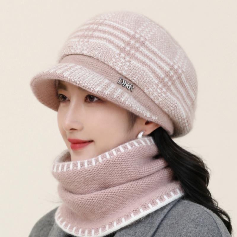 

Теплая зимняя универсальная шапка из искусственного меха кролика для детей, защита ушей от холода, вязаная шерстяная шапка only hat розовый