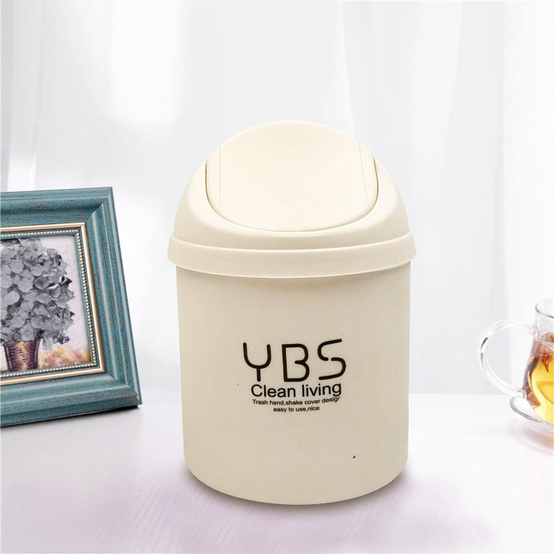 Clamshell Mini Desktop Trash Can Rocking Lid Small Garbage Can Household Living Room with Cover Bedside Storage Bucket Paper Basket