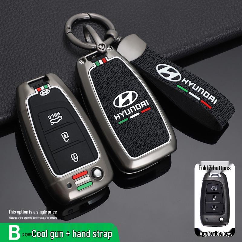 High-End Key Case for 21 Hyundai Models: Fits 2020 Elantra, Reina, ix35 – Unisex Car Key Shell with Buckle