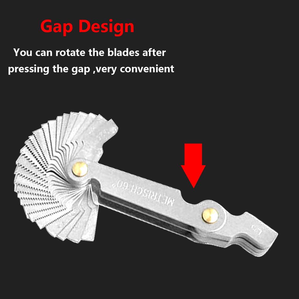 52pcs Blade Screw Thread Tooth Pitch Cutting Steel Gauge Measuring Tool 55 Degree Inch 60 Degree Metric Gauge